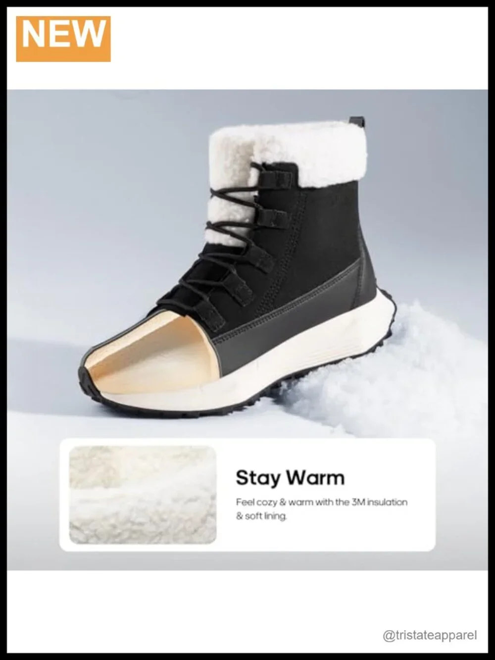 Faux Leather Faux Fur Lined Ankle Boots Waterproof Winter Snow Sneaker Boots